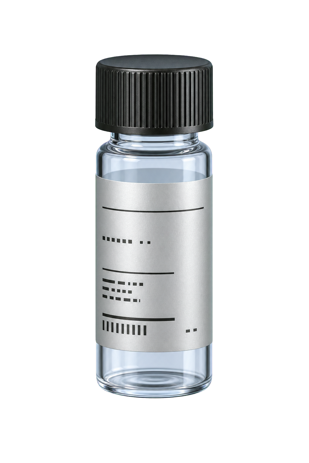 Illustration of a basic silver matte label with black print